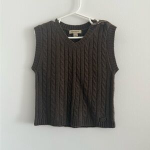 Burberry Kids’ Dark Brown Wool Cable Knit Op